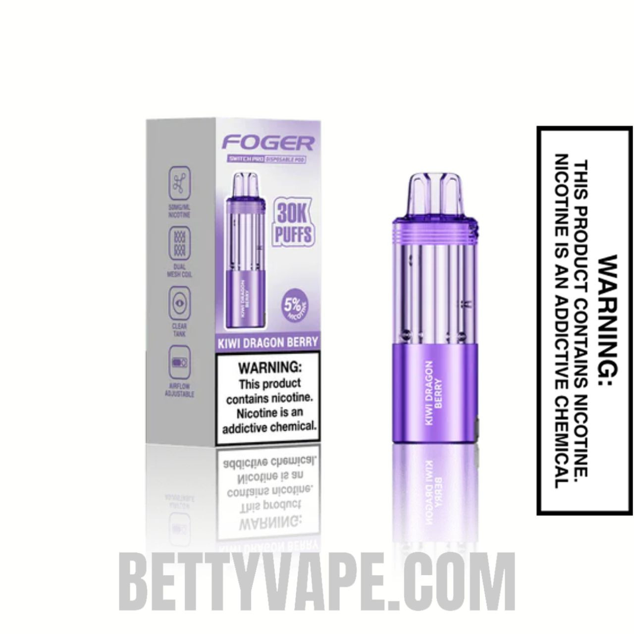 Kiwi Dragon Berry Foger Switch Pro Disposable Vape with Package Box