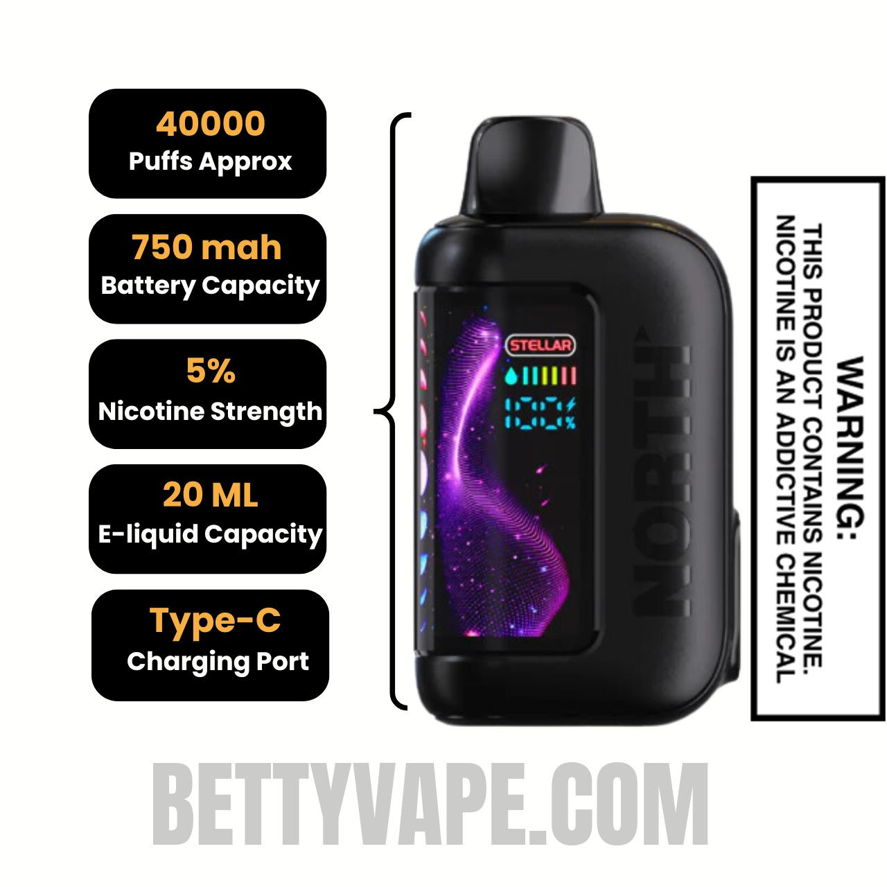 Berry Bliss North Stellar Dark Moon 40K Disposable Vape Specifications