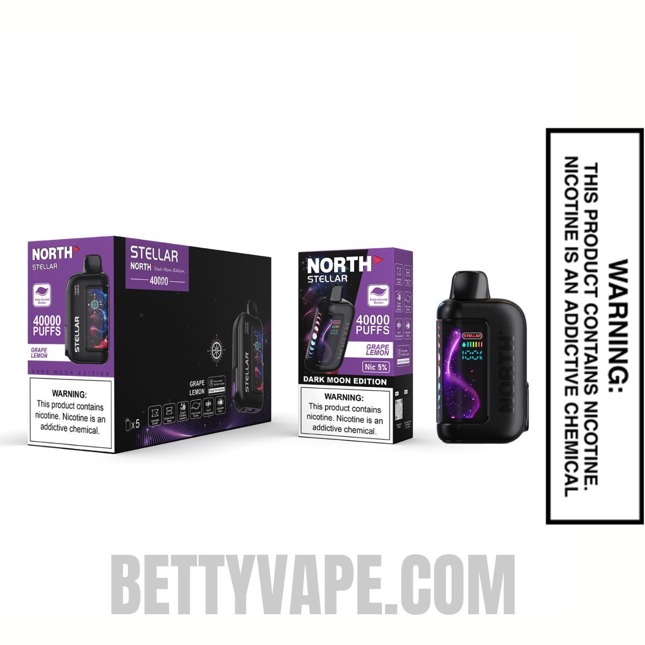 Grape Lemon North Stellar Dark Moon 40K Disposable Vape With Bundle Pack