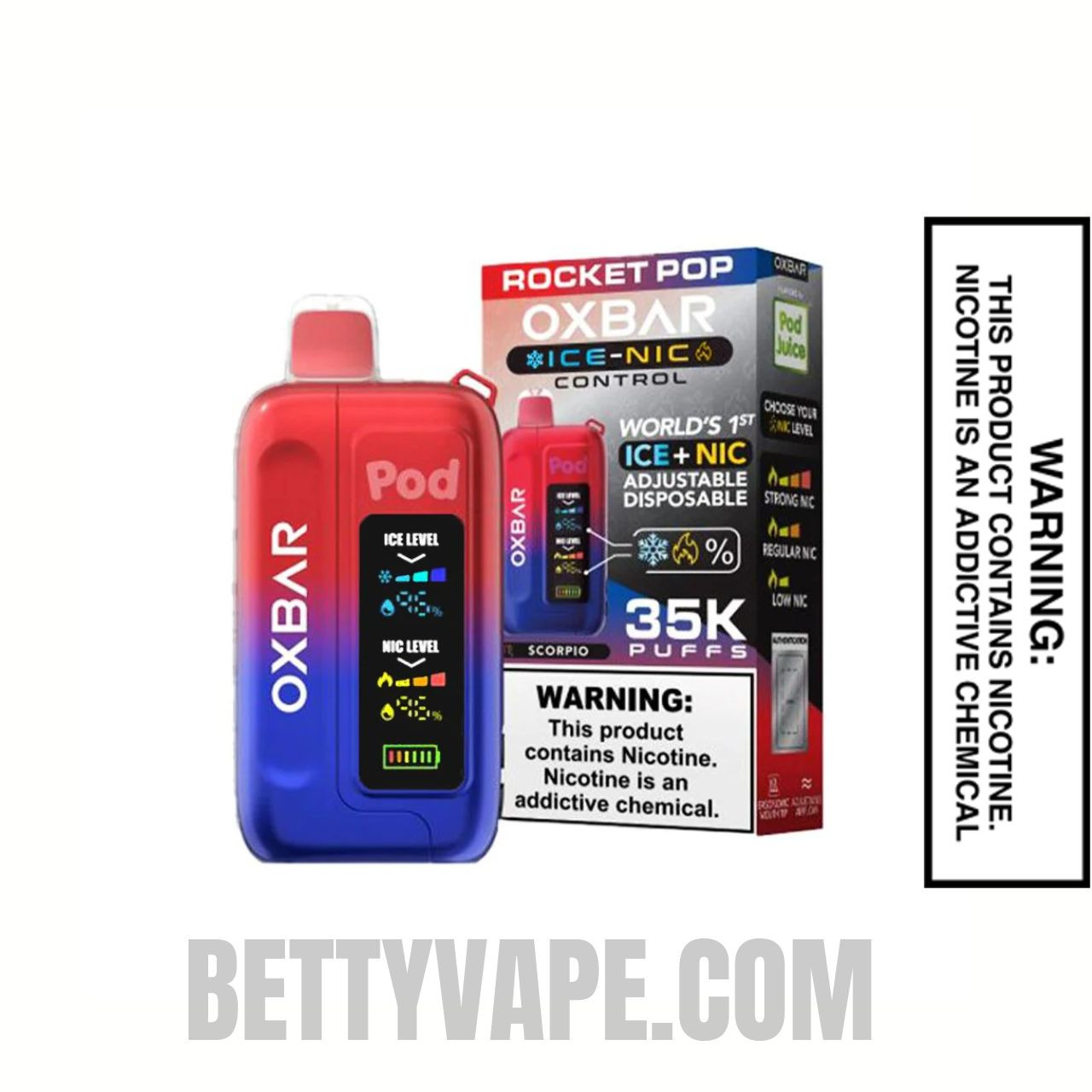 Rocket Pop OXBAR Ice-Nic Control Disposable Vape With Package Box