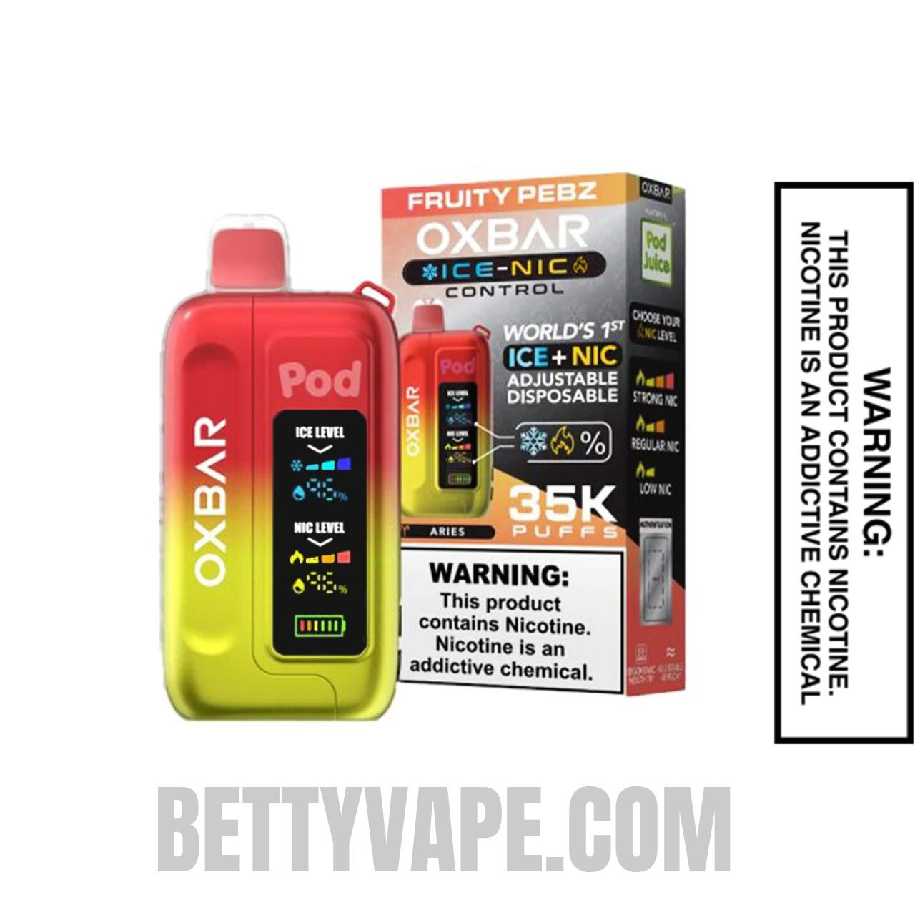 Fruity Pebz OXBAR Ice-Nic Control Disposable Vape With Package Box