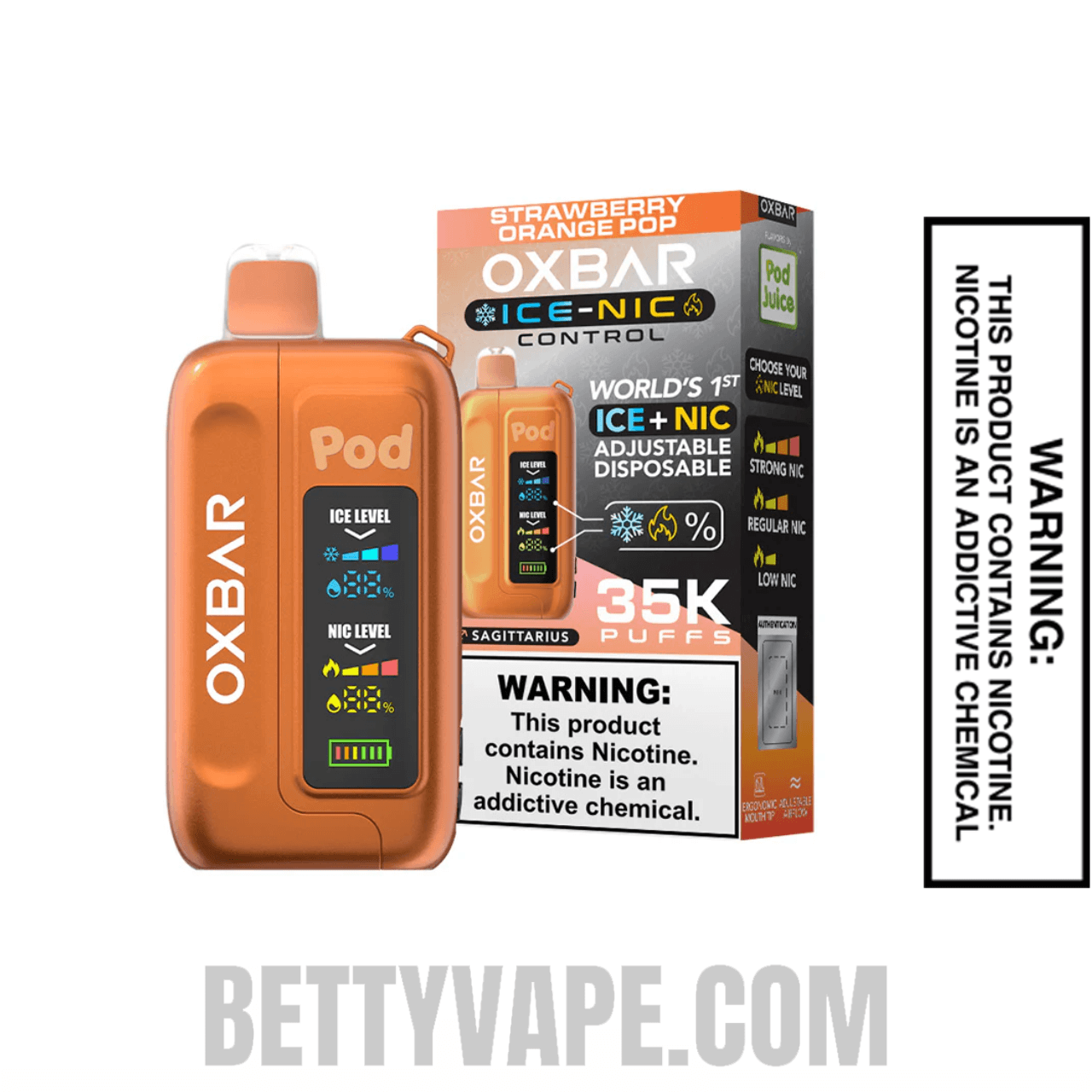 Strawberry Orange Pop OXBAR Ice-Nic Control Disposable Vape With Package Box