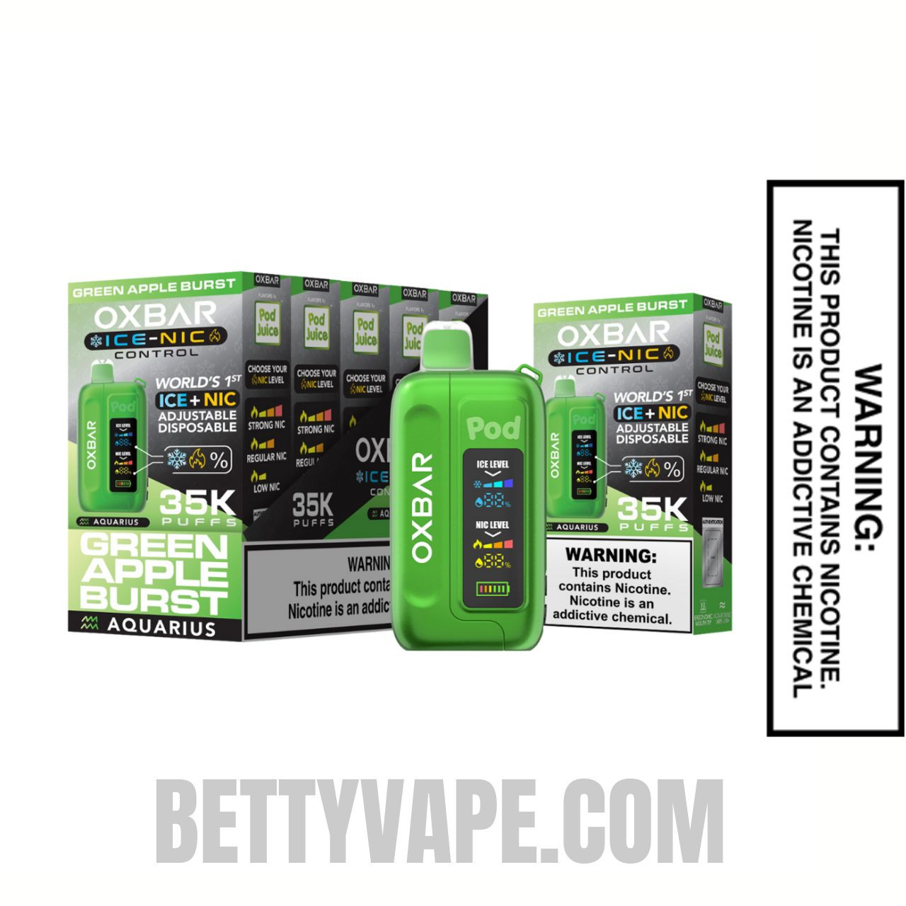 Green Apple Burst OXBAR Ice-Nic Control Disposable Vape With Package Box