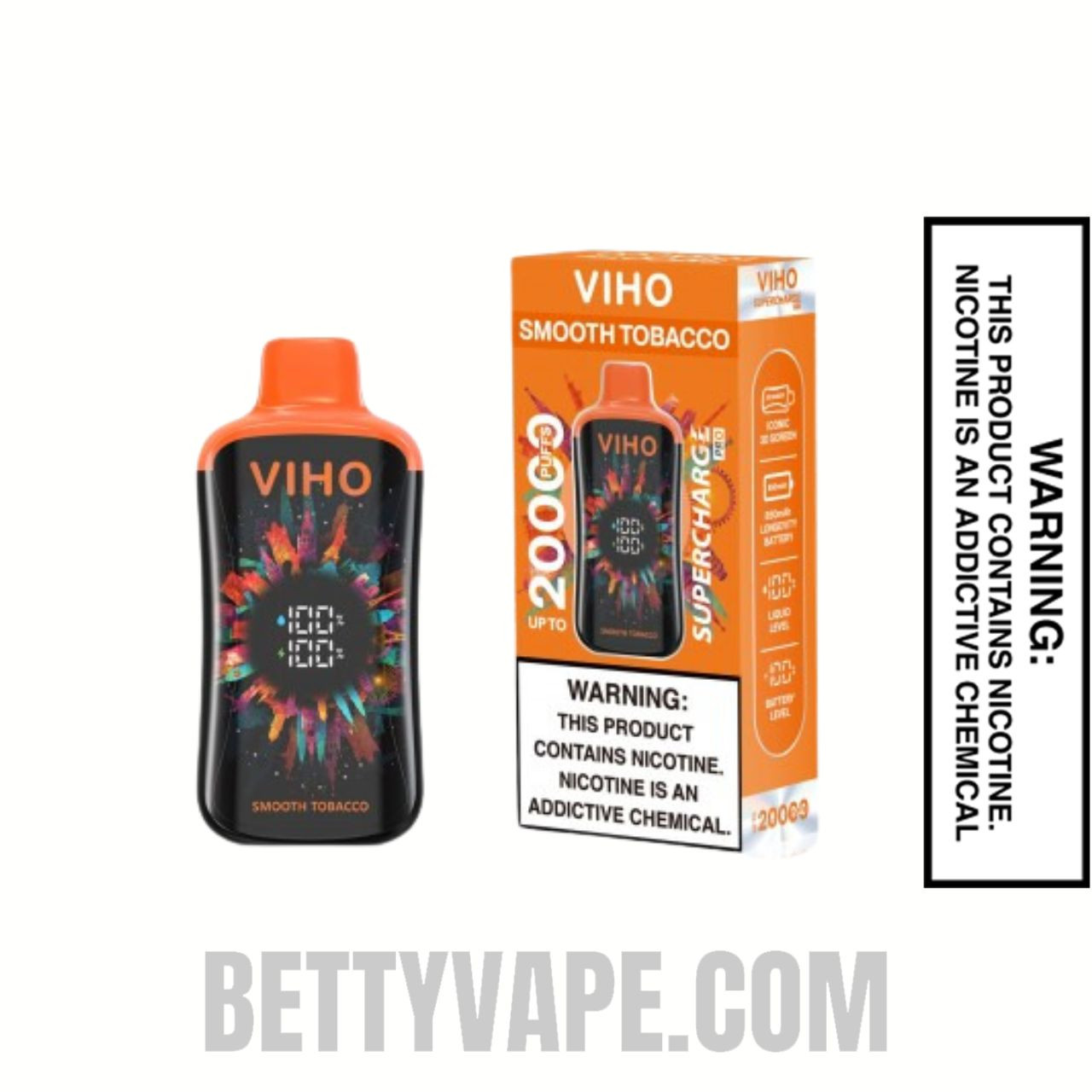Smooth Tobacco VIHO Supercharge Pro Disposable Vape With Package Box