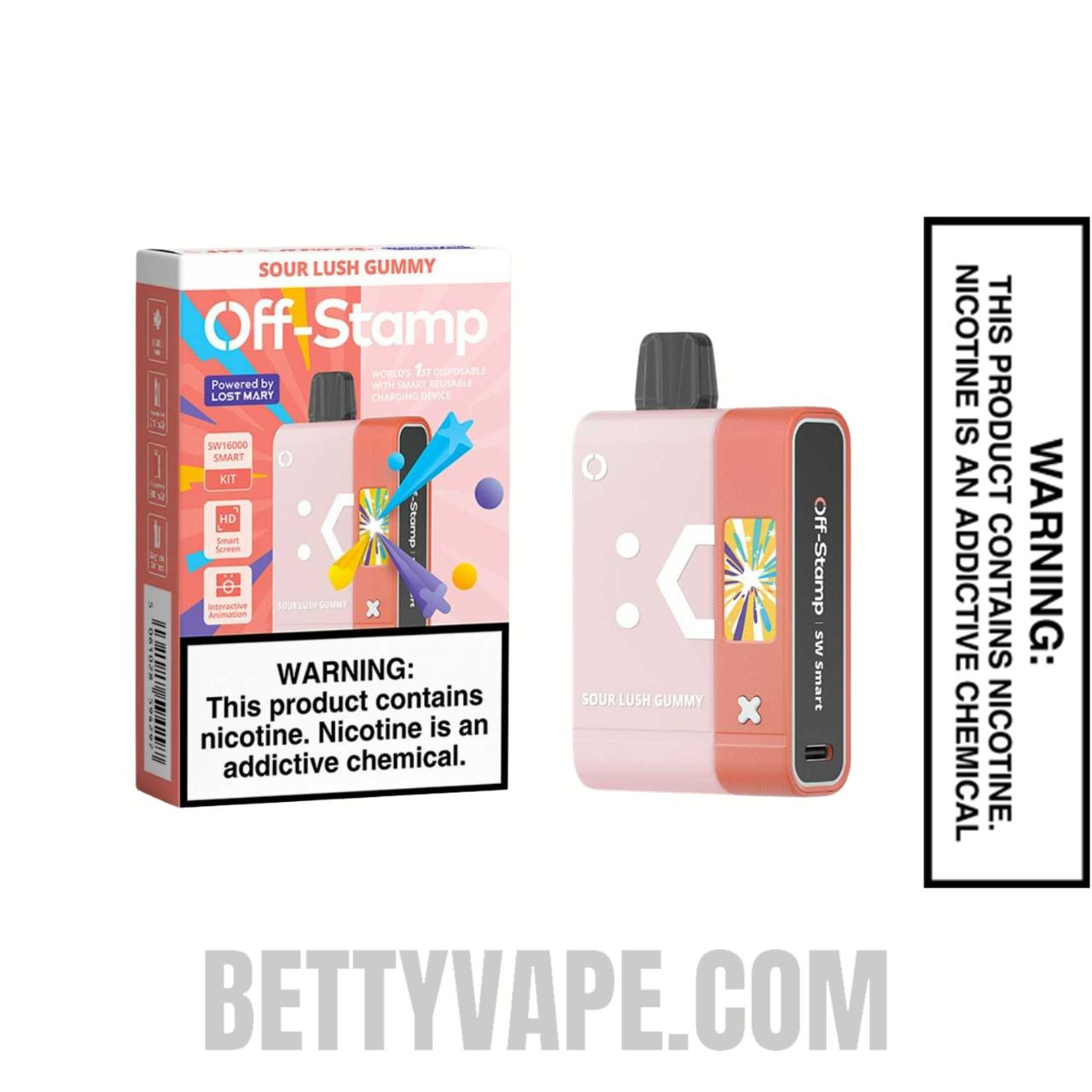 Sour Lush Gummy Off Stamp SW16000 Disposable Vape Kit With Package Box