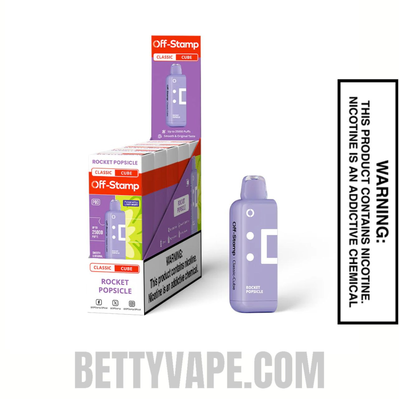 Rocket Pop Off Stamp Classic Cube 25K Disposable Pod With Bundle Pack