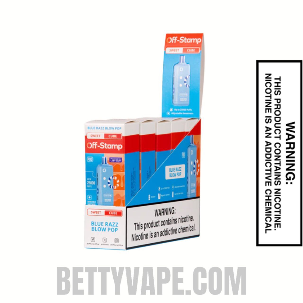 Blue Razz Blow Pop Off Stamp Sweet Cube 25K Disposable Pod With Bundle Pack