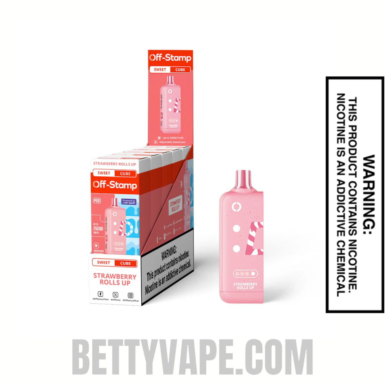 Strawberry Rolls Up Off Stamp Sweet Cube 25K Disposable Pod With Bundle Pack