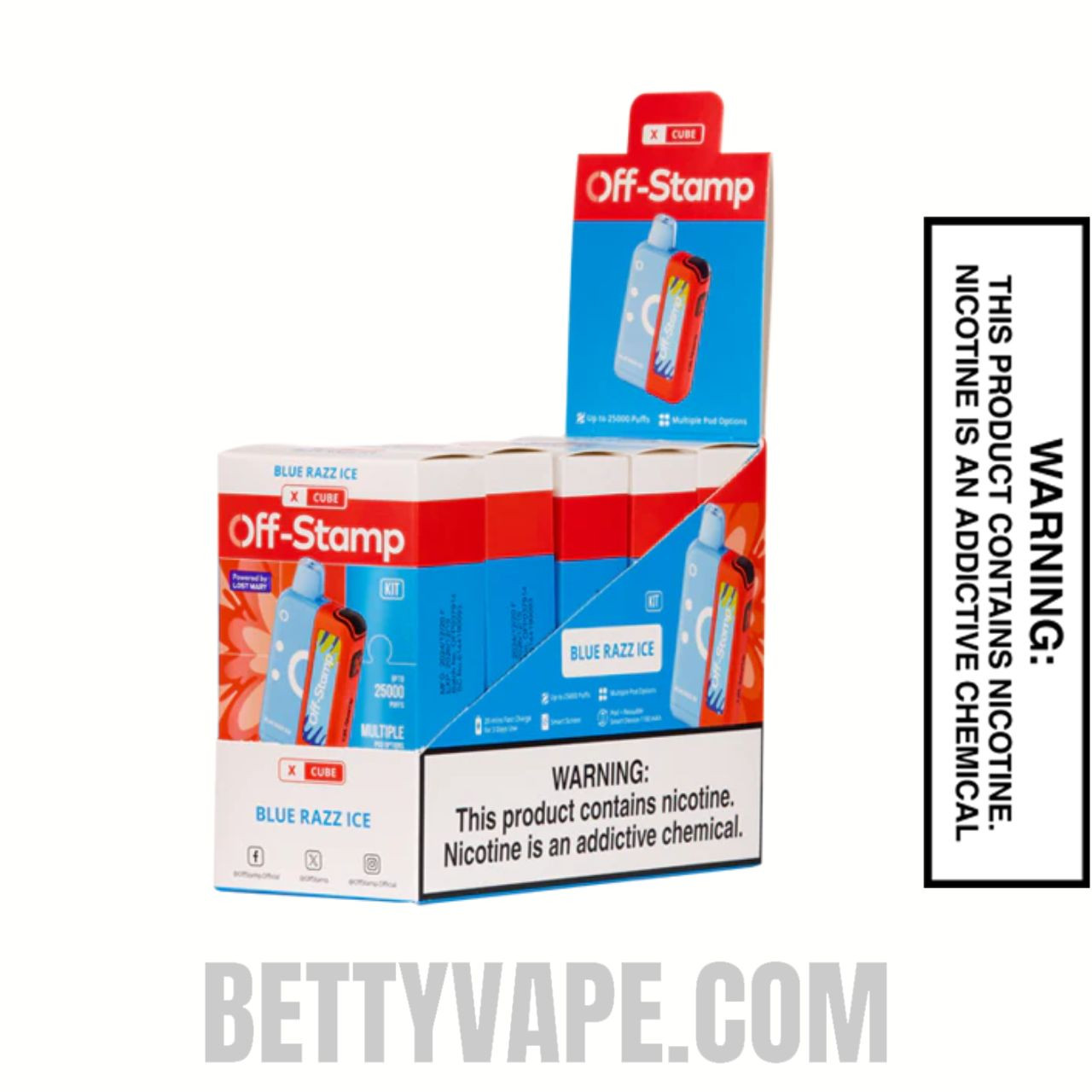 Blue Razz Ice Off Stamp X CUBE 25K Disposable Pod With Bundle Pack
