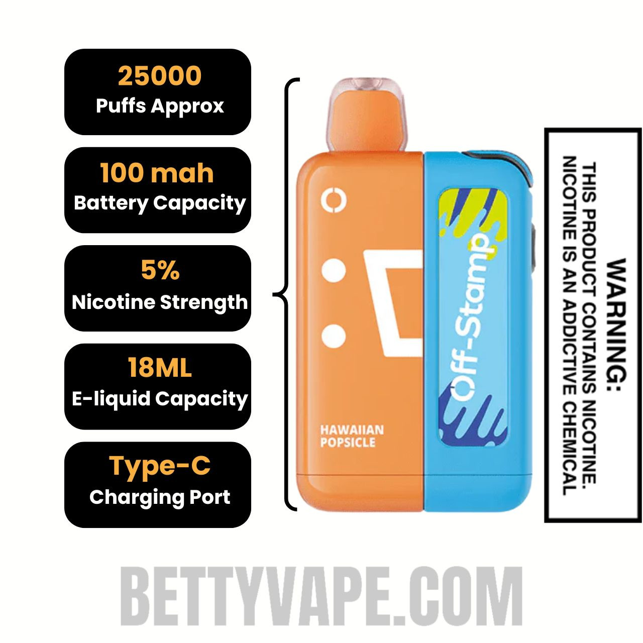 Hawaiian Popsicle Off Stamp X CUBE 25K Vape Kit Specifications