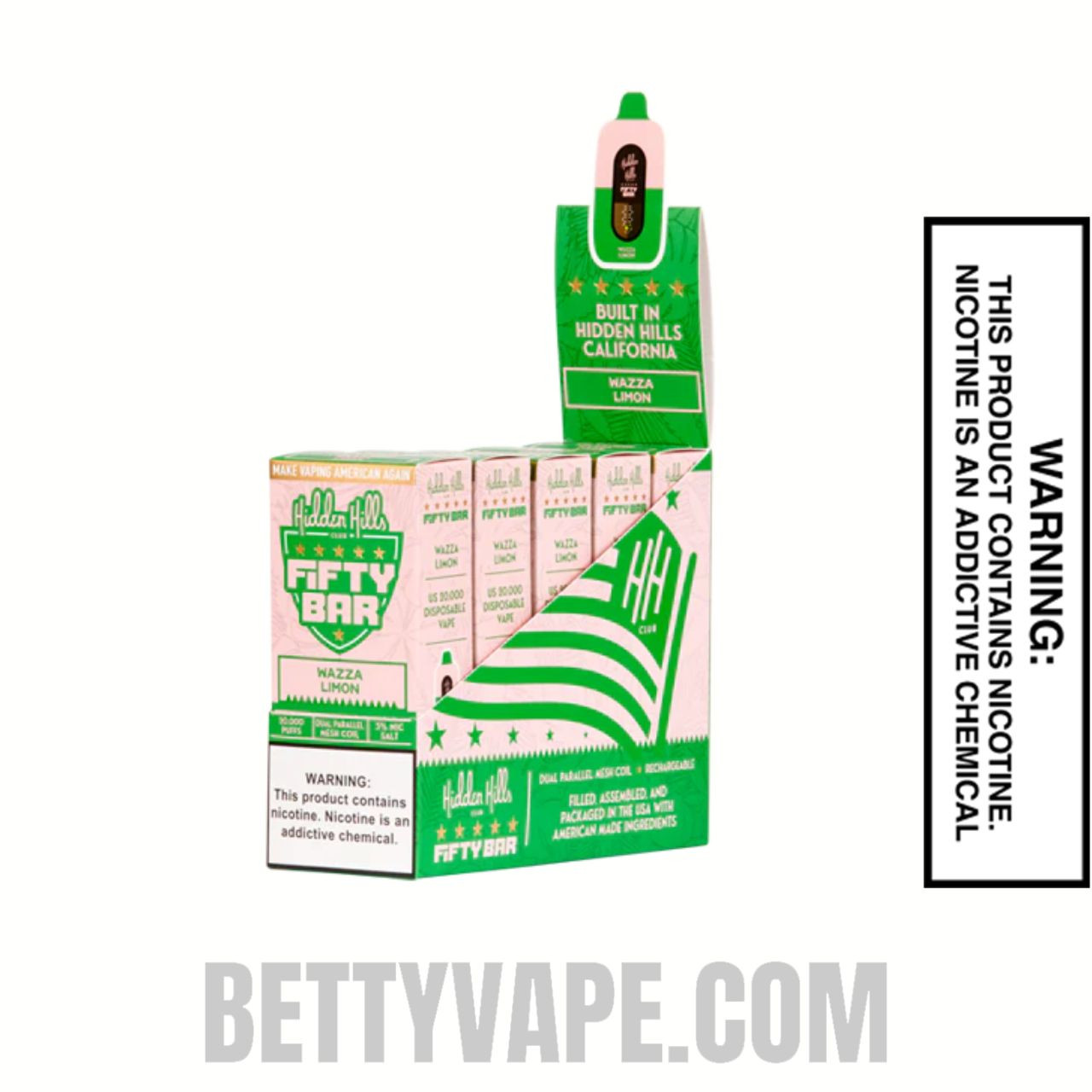 Wazza Limon Hidden Hills X Fifty Bar 20k Disposable Vape With Package Box
