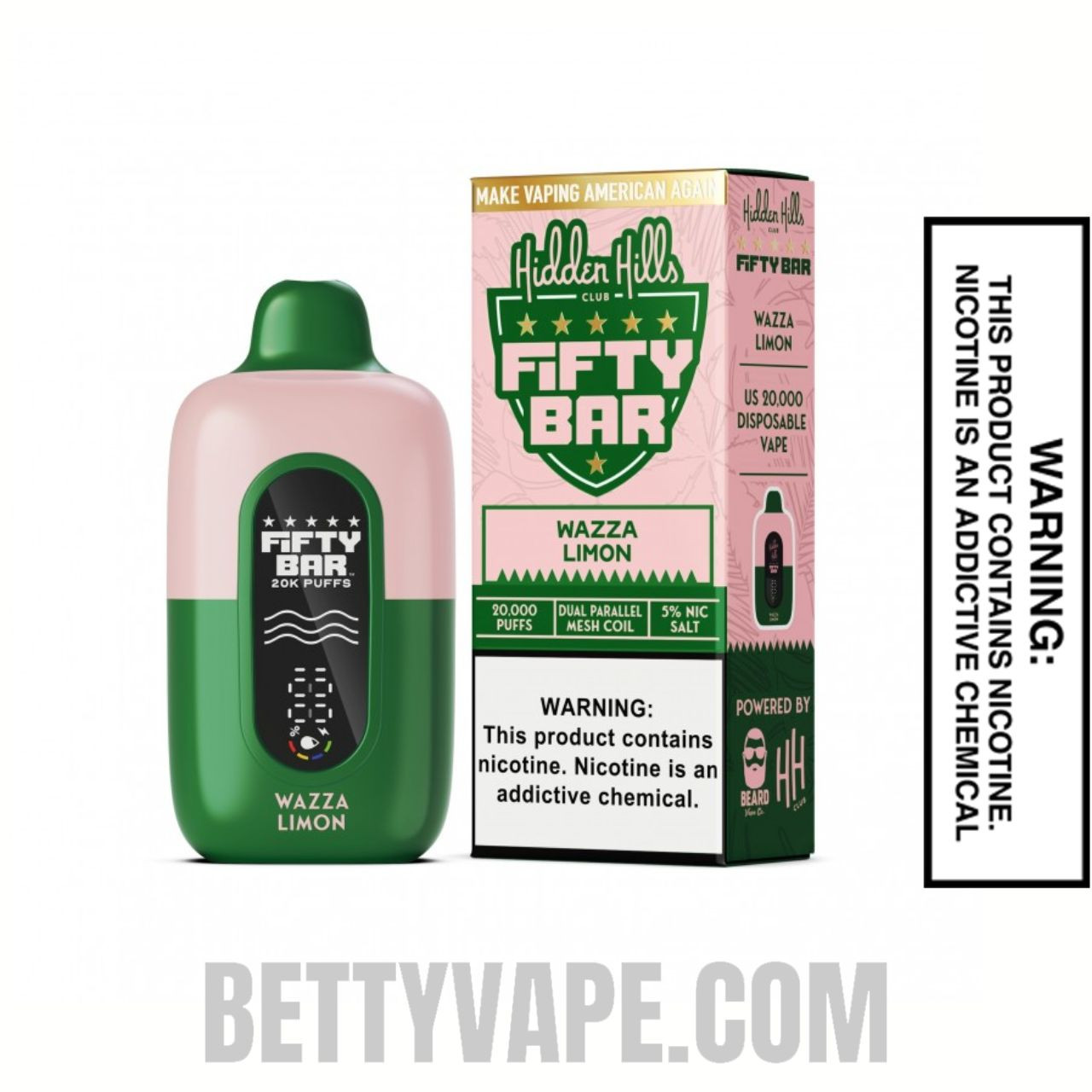 Wazza Limon Hidden Hills X Fifty Bar 20k Disposable Vape With Bundle Pack