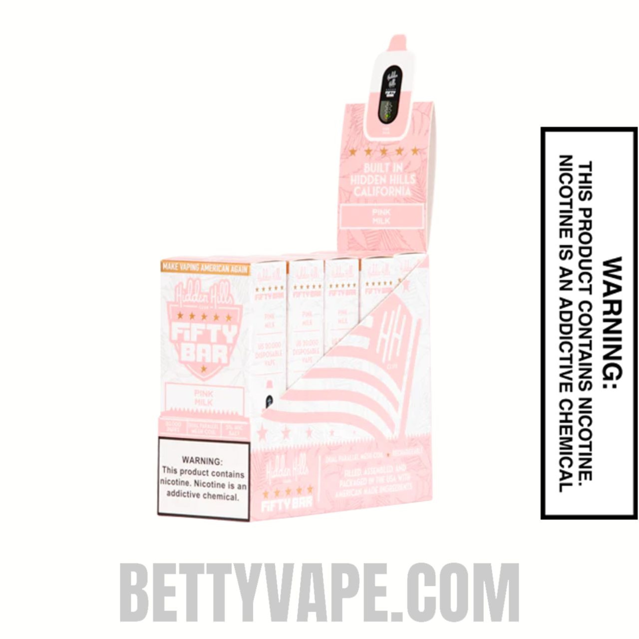 Pink Milk Hidden Hills X Fifty Bar 20k Disposable Vape With Package Box