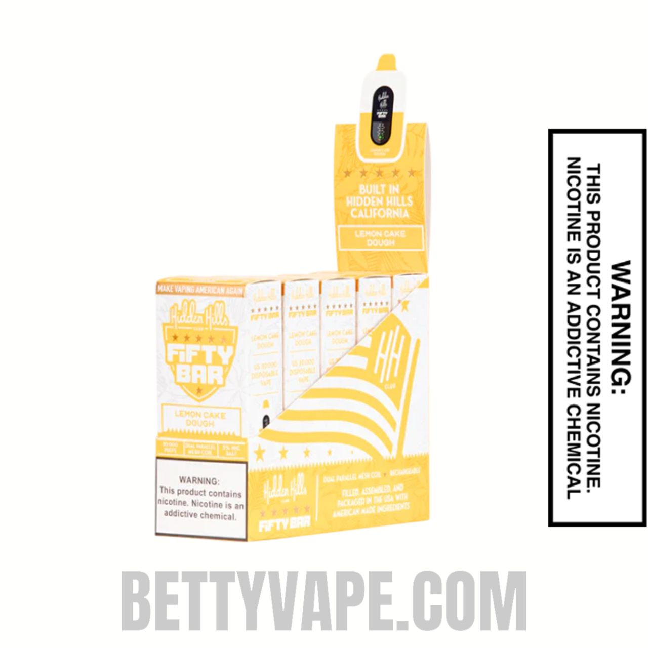 Lemon Cake Dough Hidden Hills X Fifty Bar 20k Disposable Vape With Bundle Pack