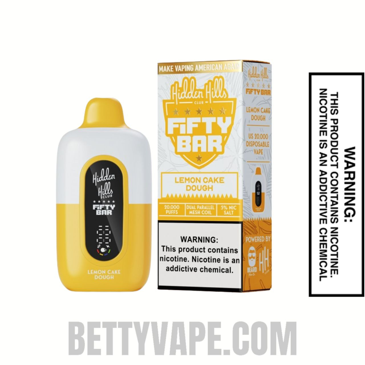 Lemon Cake Dough Hidden Hills X Fifty Bar 20k Disposable Vape With Package Box
