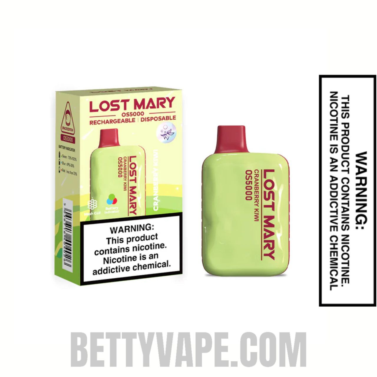 Cranberry Kiwi Lost Mary OS5000 Vape With Package Box