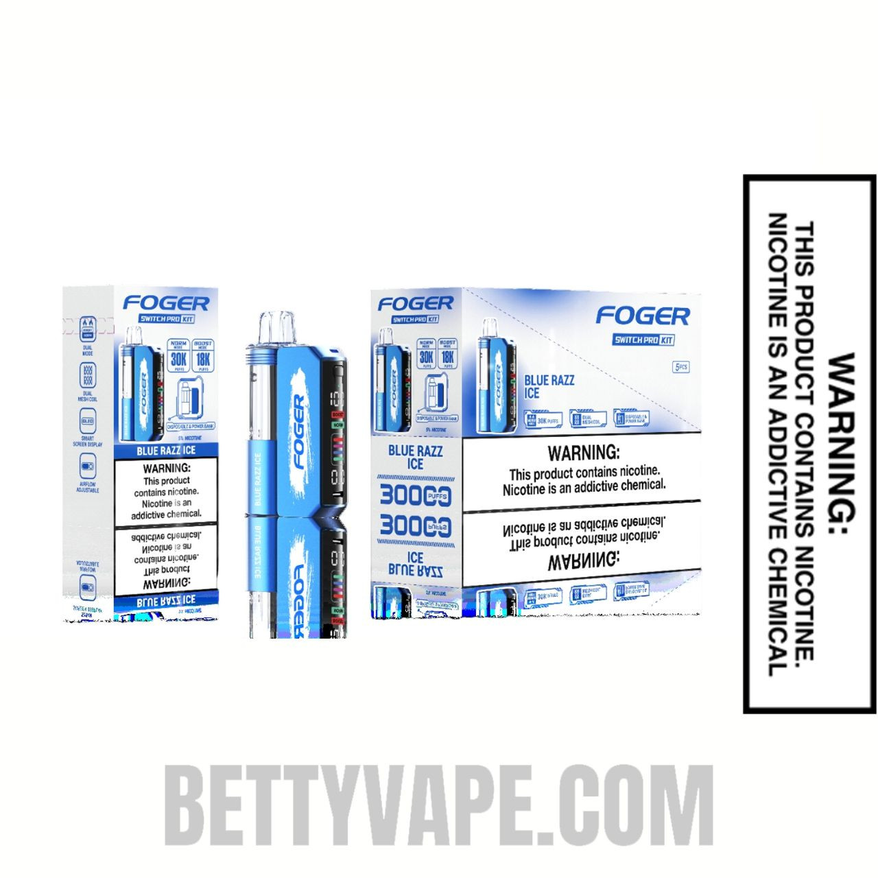 Blue Razz Ice Foger Switch Pro Disposable Vape With Bundle Pack