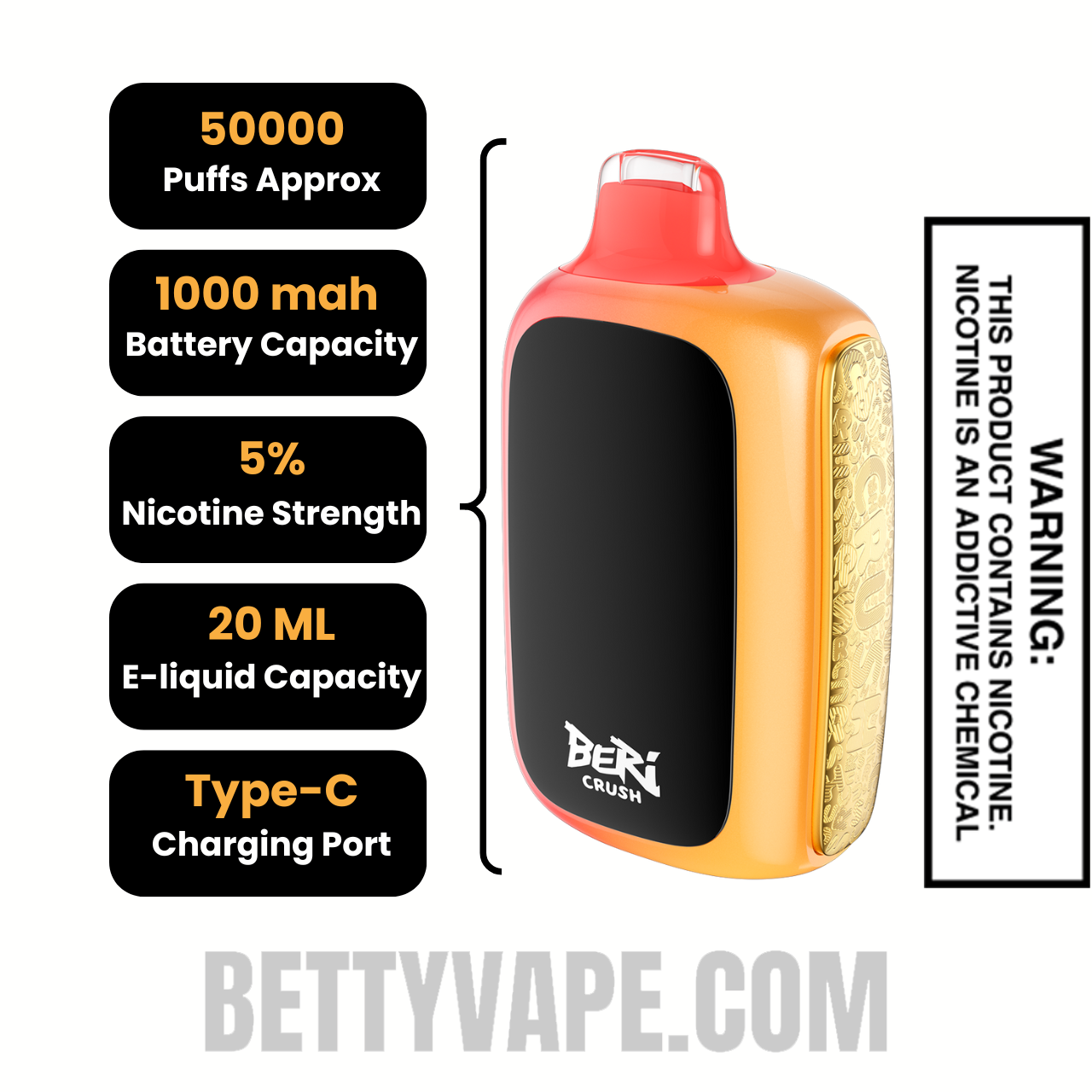 Tropical Gummy Beri Crush 50K Disposable Vape Specification