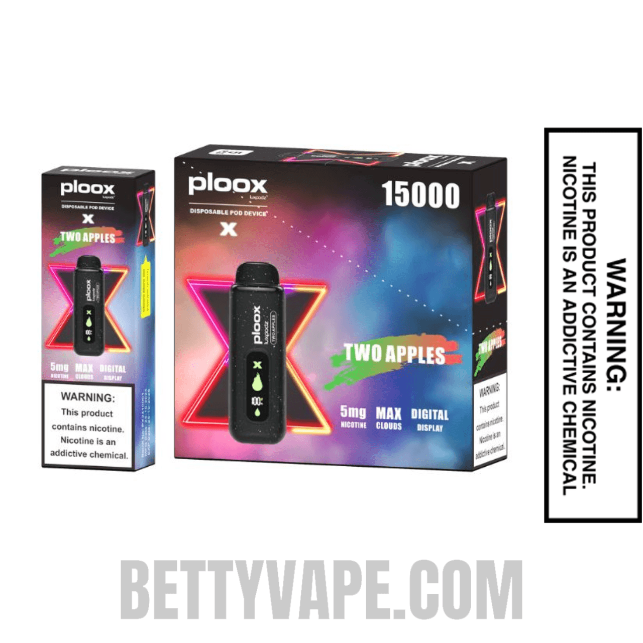 Two Apple Ploox X Portable Hookah Disposable Vape With Bundle Box