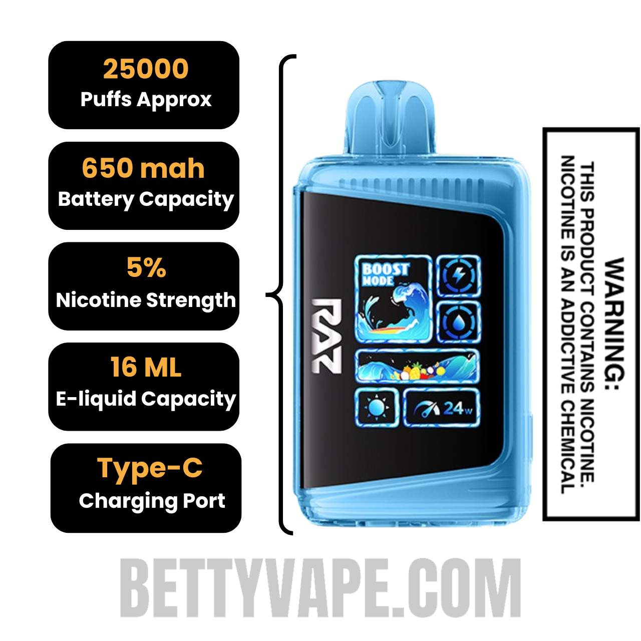 Blueberry Punch RAZ LTX 25000 Disposable Vape Specifications