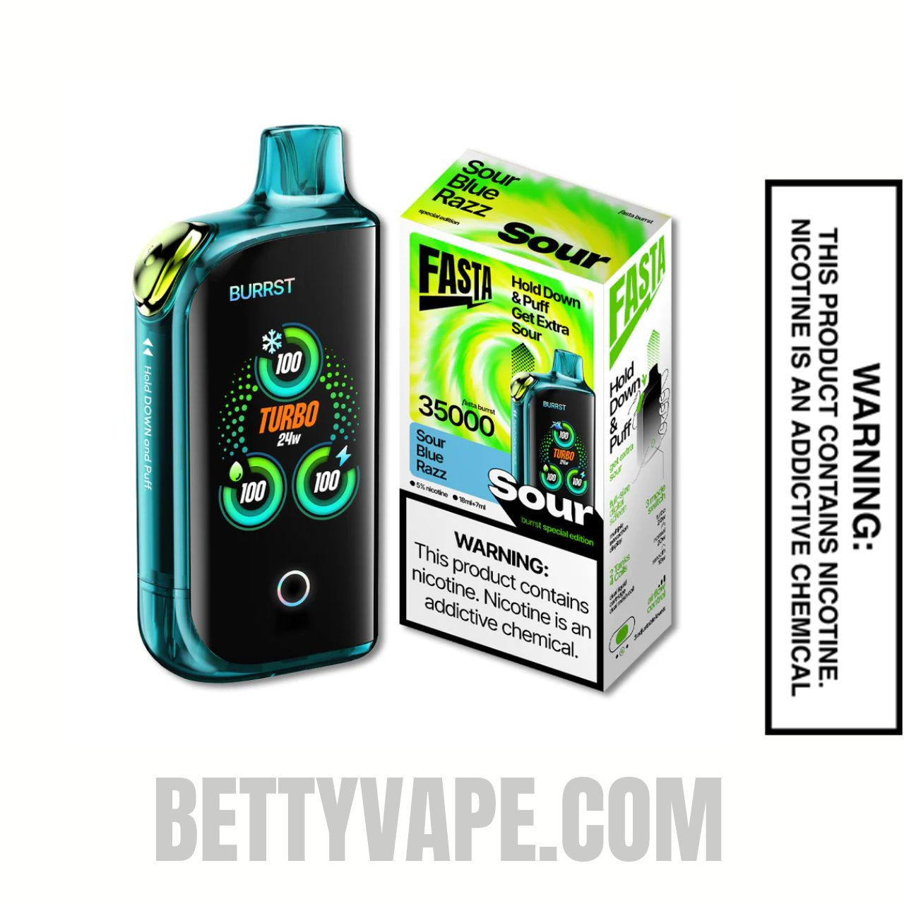 Blue Razz Ice Fasta Burrst 35000 (Sour Edition) Disposable Vape With Bundle Pack