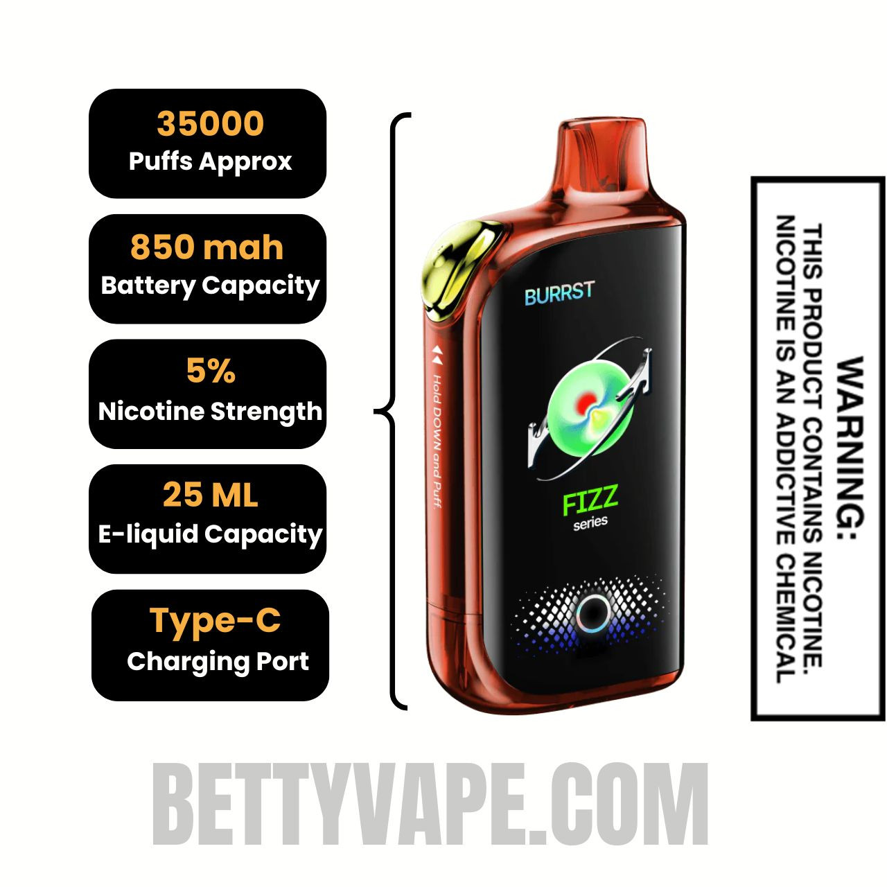 Fcuking Fab Fasta Burrst 35000 (Fizz Series) Vape Specifications