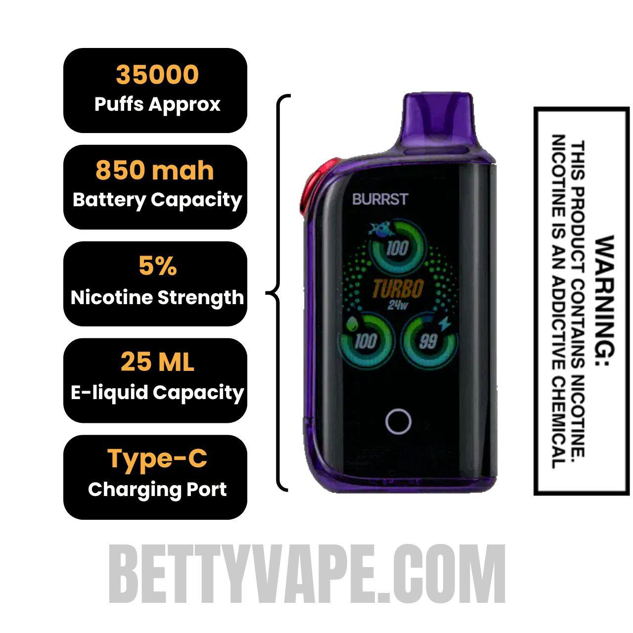 Sour Mixed Berry Fasta Burrst 35000 (Sour Edition) Vape Specifications