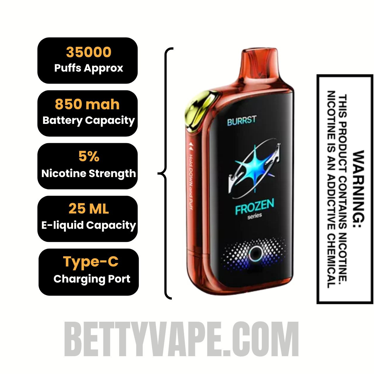 Strawberry Banana Fasta Burrst 35000 (Frozen Series) Vape Specifications