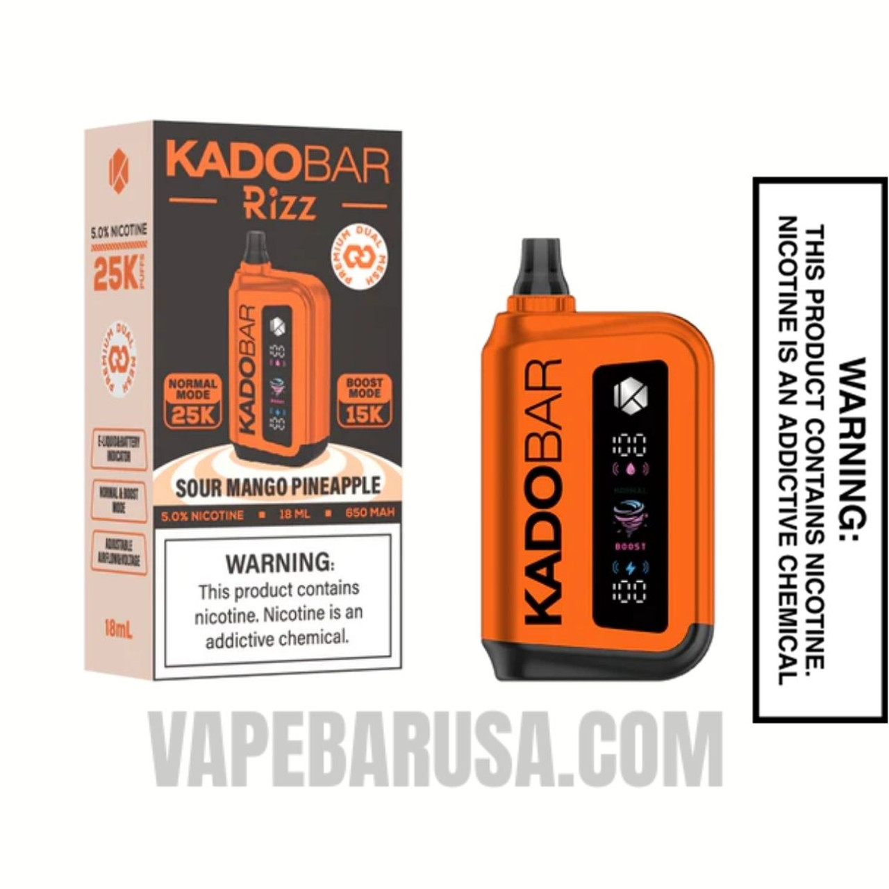 Sour Mango Pineapple Kado Bar Rizz 25000 Disposable Vape With Package Box