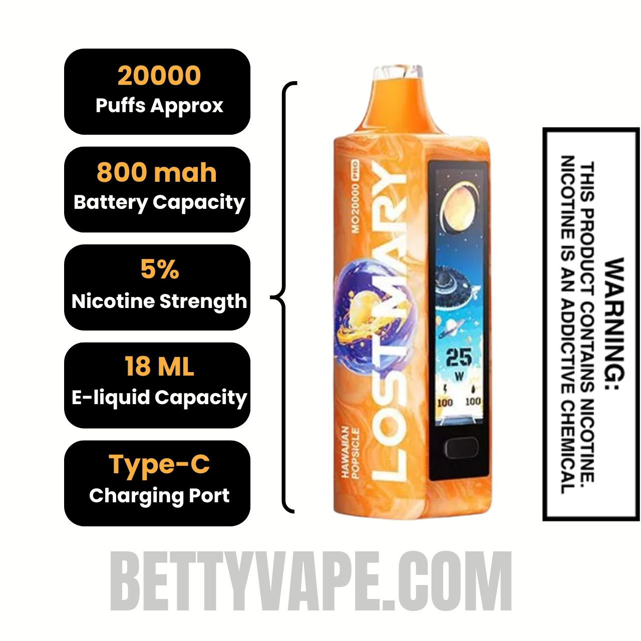 Hawaiian Pop Lost Mary MO20000 Disposable Vape Specifications
