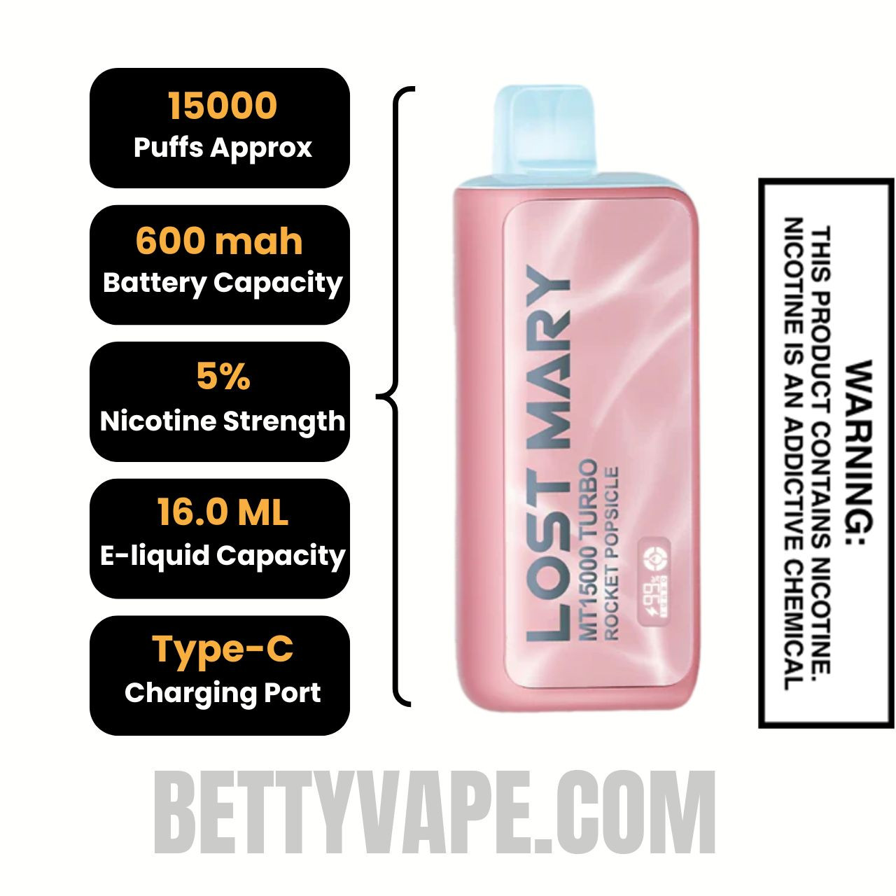 Rocket Pop Lost Mary MT15000 Turbo Vape Specifications