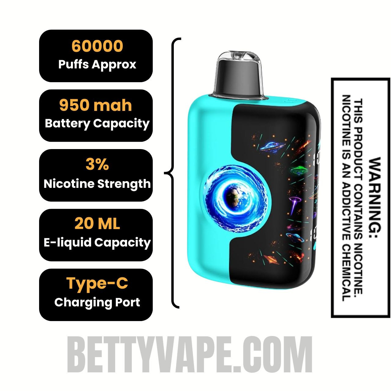 Blue Razz Iced Kangvape Speedy Beast X 60K Disposable Vape Specifications