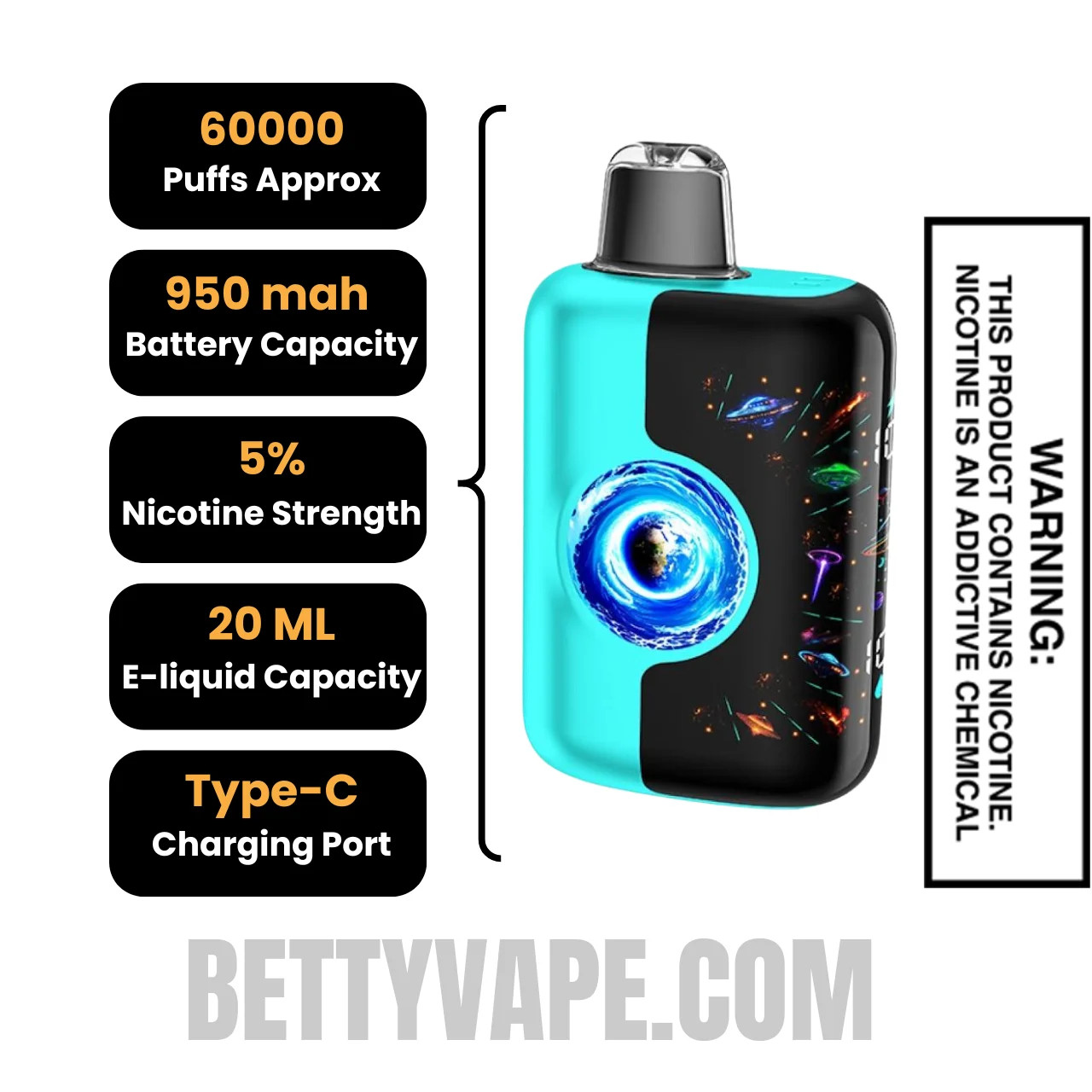 Blue Razz Iced Kangvape Speedy Beast X 60K Disposable Vape Specifications