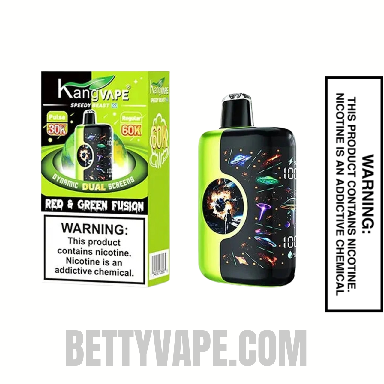 Red and Green Fusion Kangvape Speedy Beast X 60K Disposable Vape With Package Box