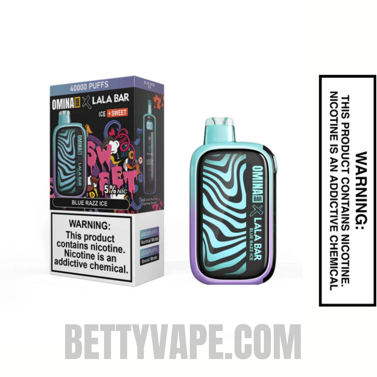 Blue Razz Ice OMINA BAR X LALA BAR 40K Disposable Vape With Package Box