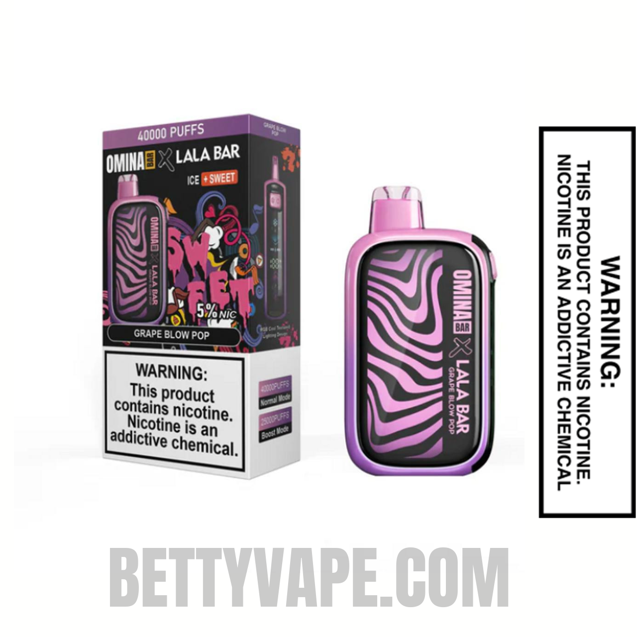 Grape Blow Pop OMINA BAR X LALA BAR 40K Disposable Vape With Package Box