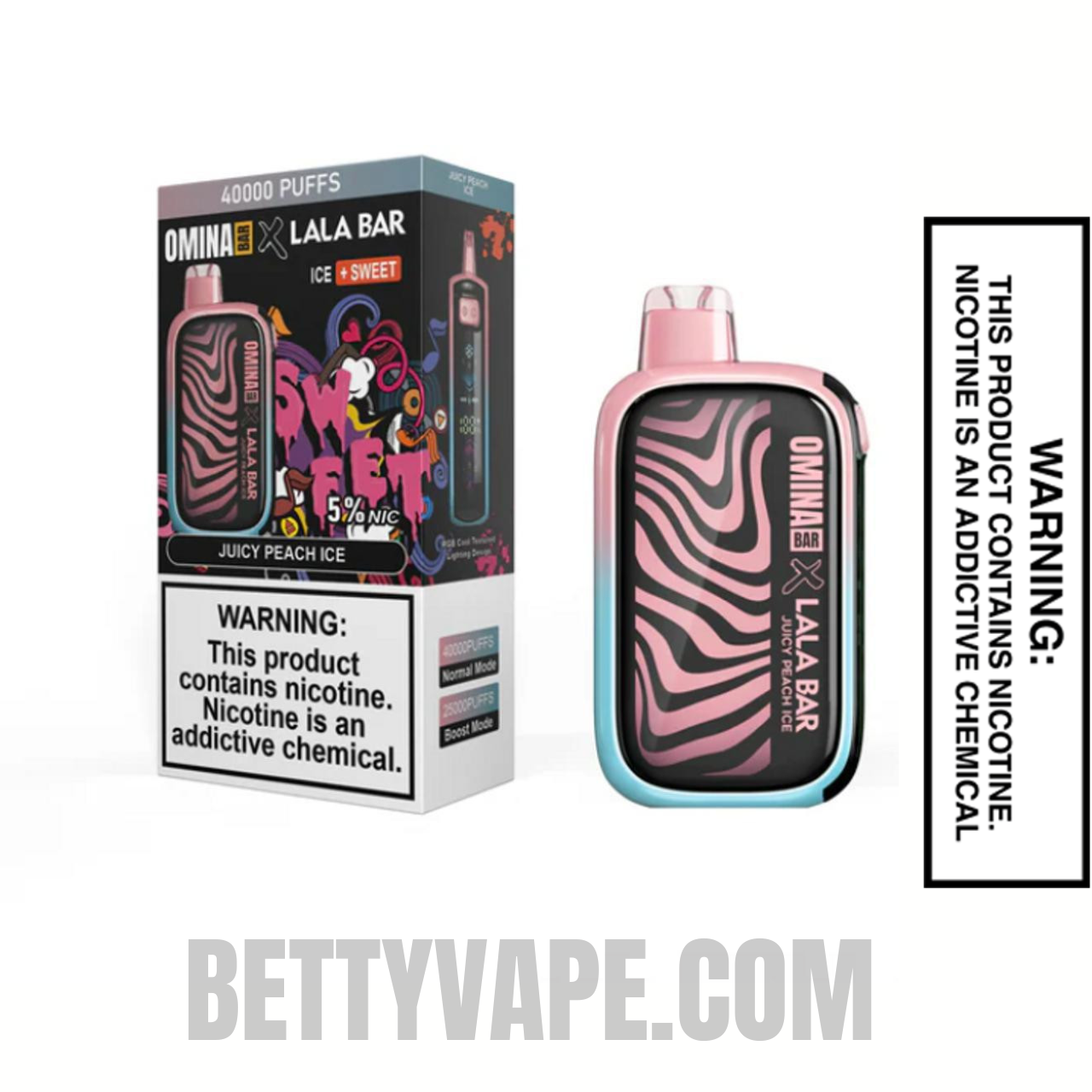 Juicy Peach Ice OMINA BAR X LALA BAR 40K Disposable Vape With Package Box