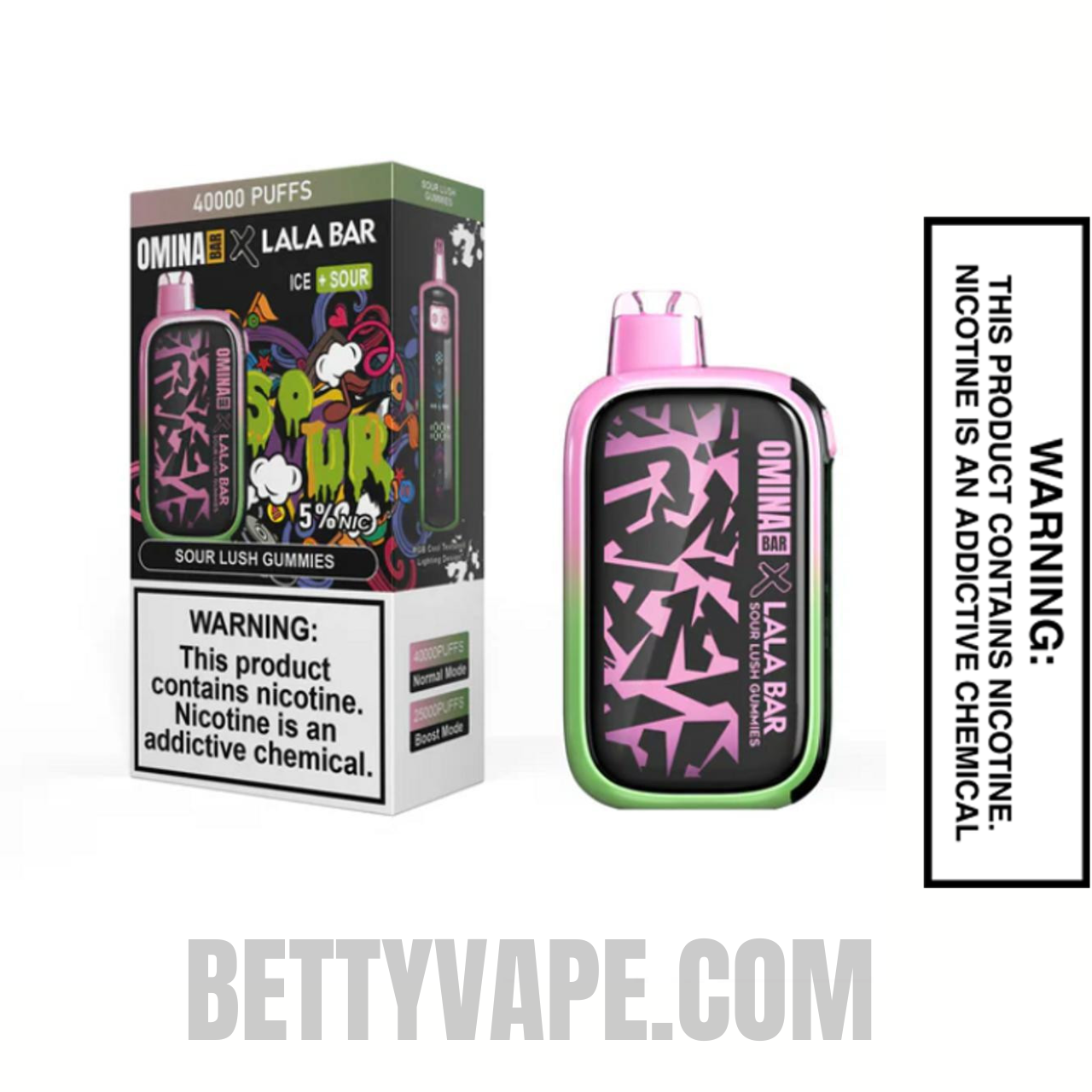 Sour Lush Gummies OMINA BAR X LALA BAR 40K Disposable Vape With Package Box
