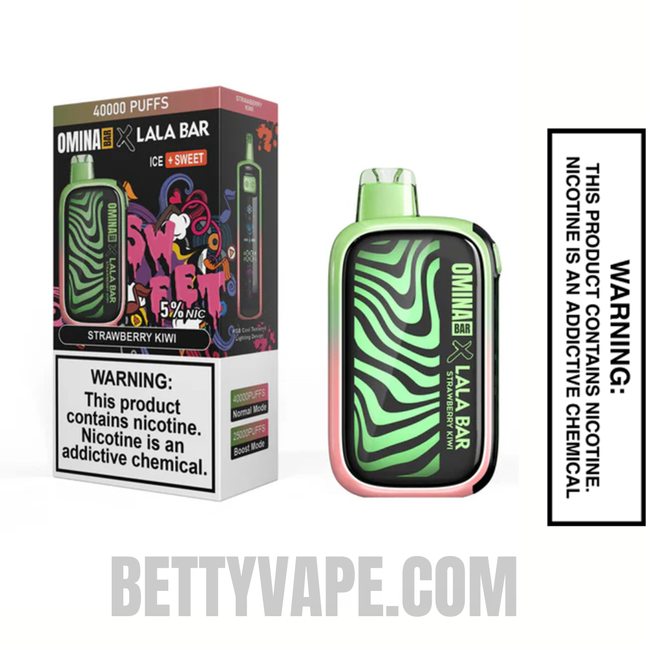 Strawberry Kiwi OMINA BAR X LALA BAR 40K Disposable Vape With Package Box