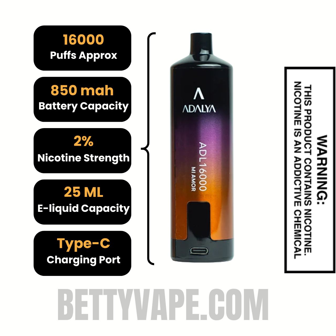 MI Amor Adalya ADL20000 Disposable Vape Specification
