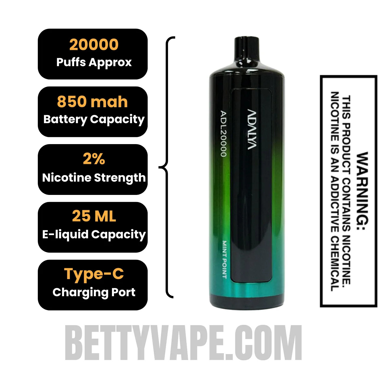 Mint Point Adalya ADL20000 Disposable Vape Speciifcation