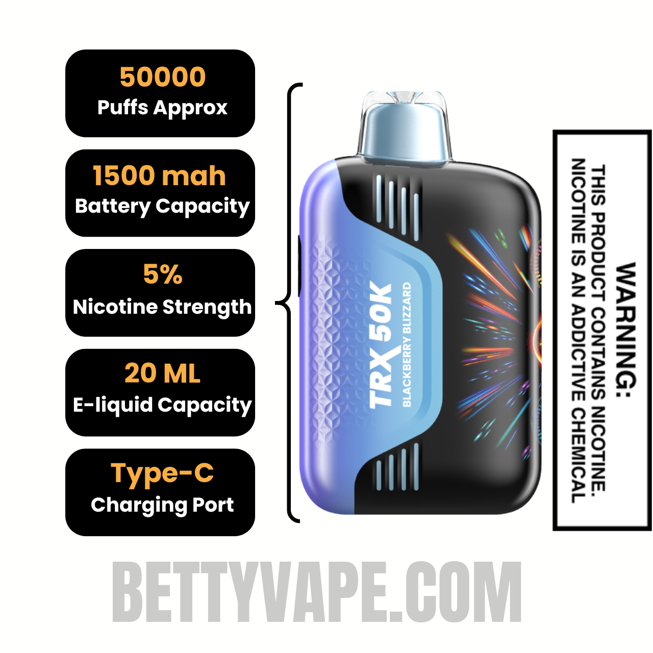 Blackberry Blizzard VIHO TRX 50K Disposable Vape Specification