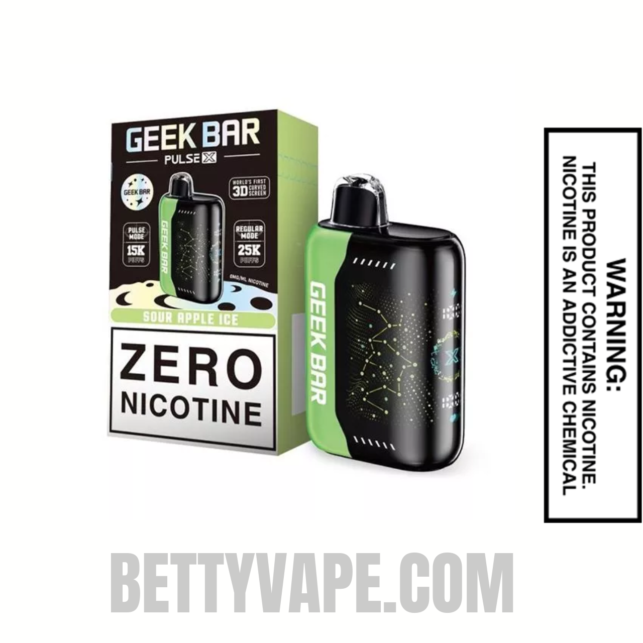 Sour Apple Ice Geek Bar Pulse X Zero Nicotine Disposable Vape With Package Box Sour Apple Ice Geek Bar Pulse X Zero Nicotine Disposable Vape With Package Box