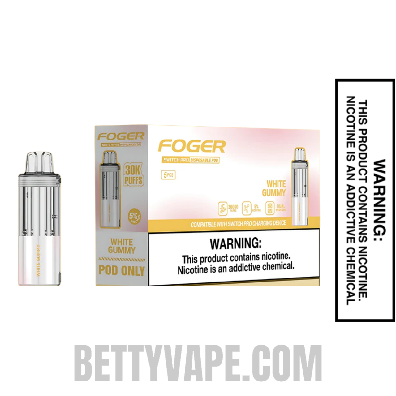White Gummy Foger Switch Pro 30K Disposable Pod With Bundle Box