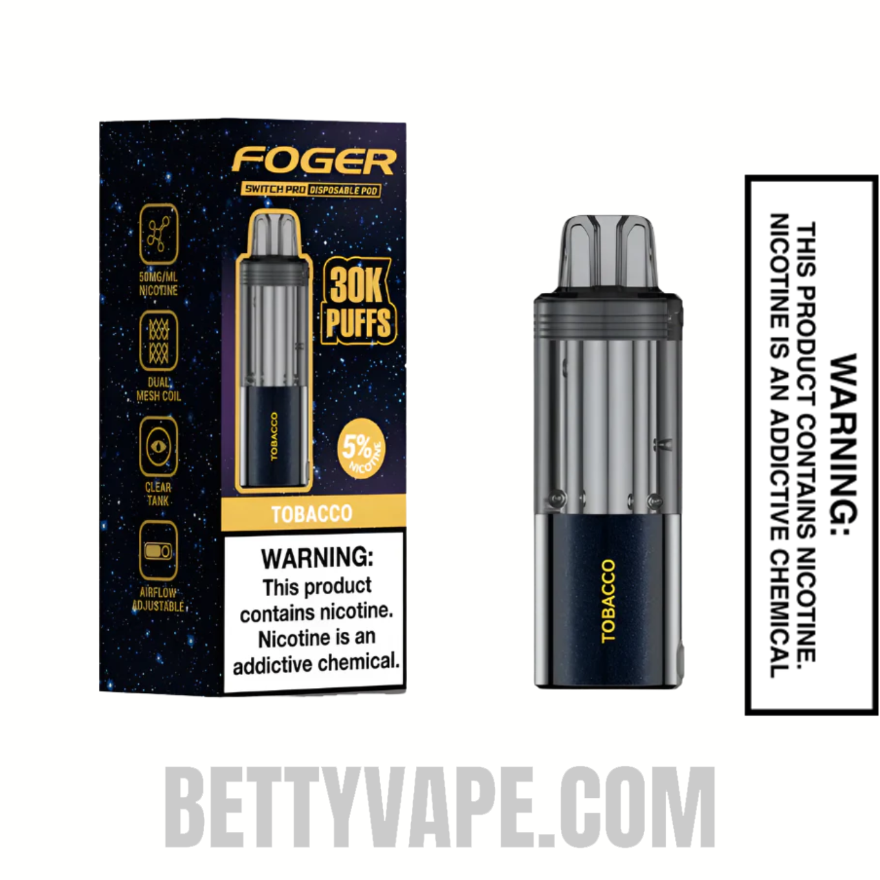 Tobacco Foger Switch Pro 30K Disposable Pod With Package Box