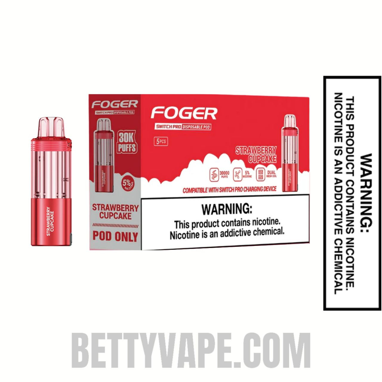 Strawberry Cupcake Foger Switch Pro 30K Disposable Pod With Package Box
