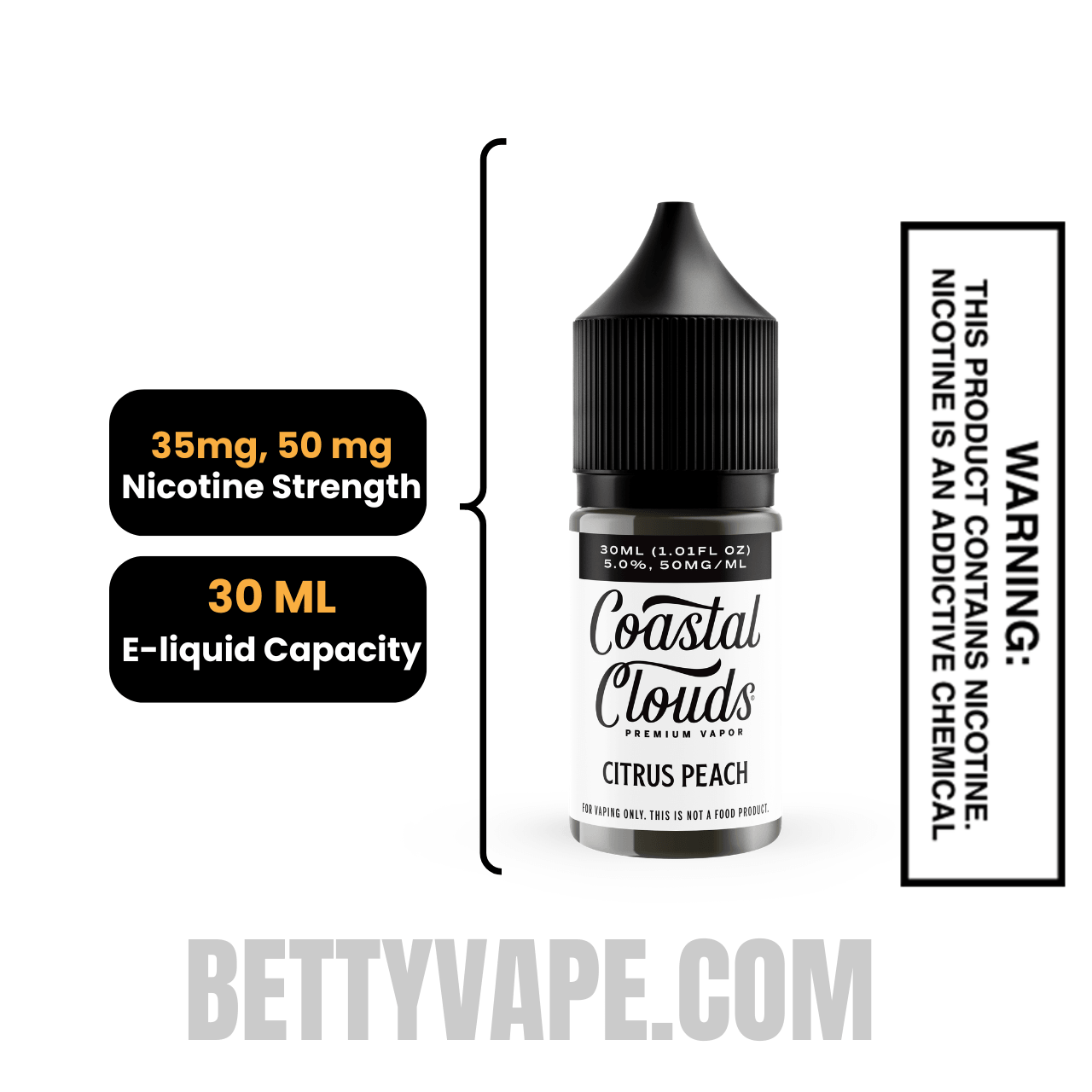 Citrus Peach Salt Coastal Clouds Salt Nic 30 ML Specifications