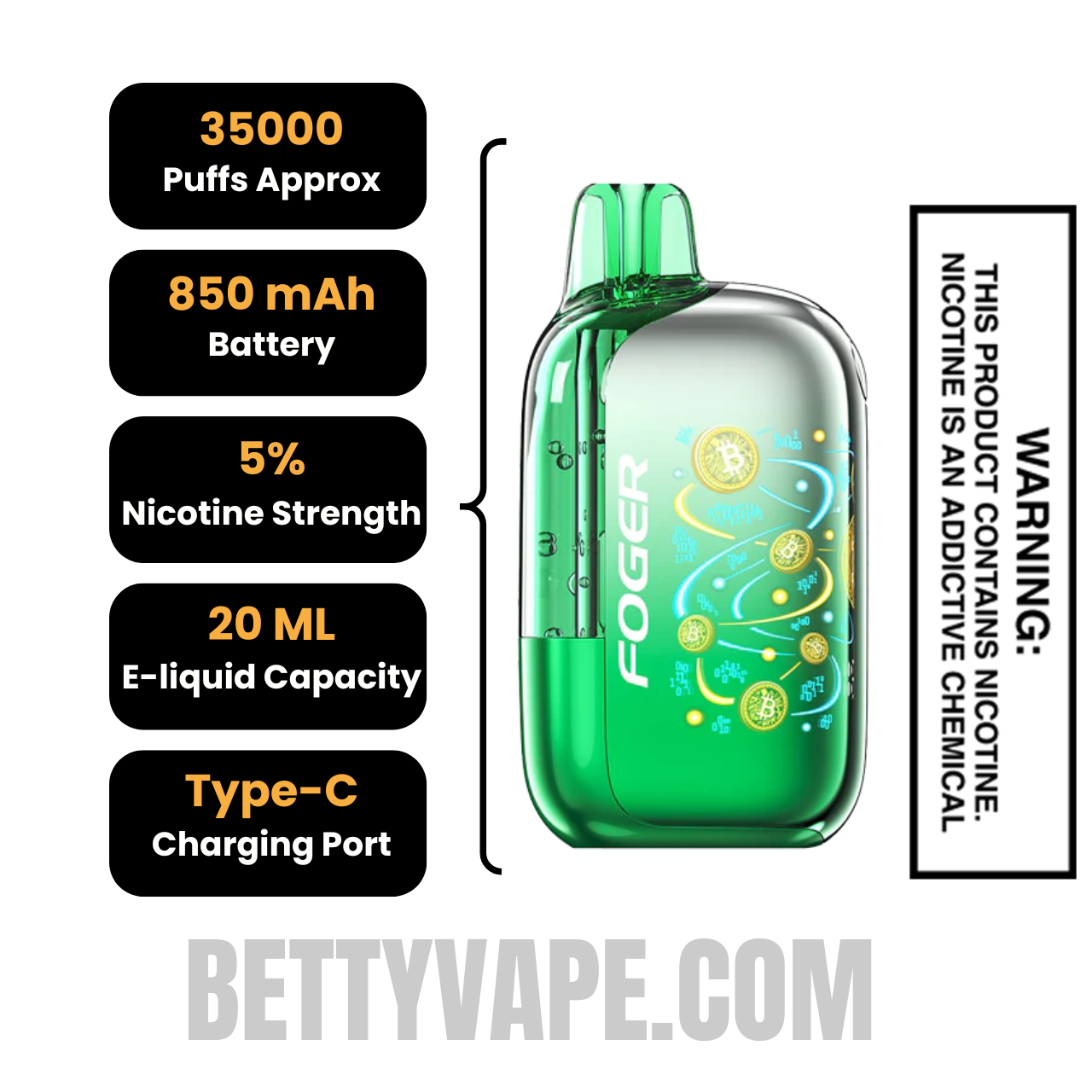 Wintergreen Foger Bit 35K Disposable Vape specifications