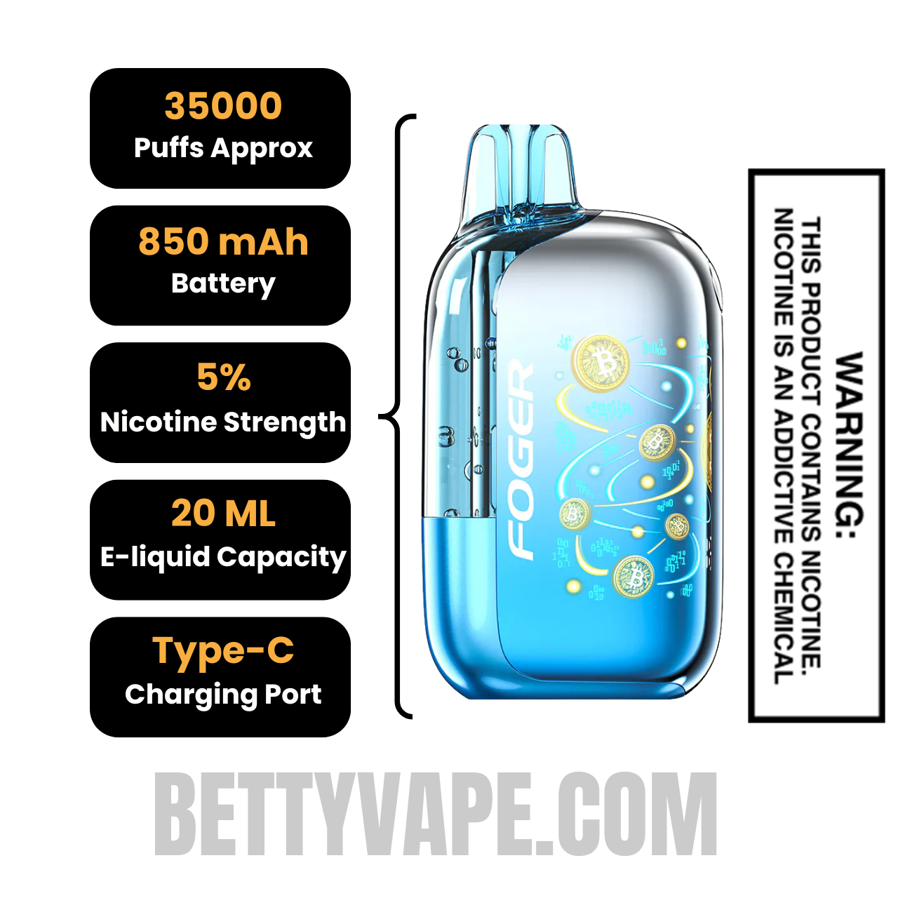 Cool Mint Foger Bit 35K Disposable Vape specifications