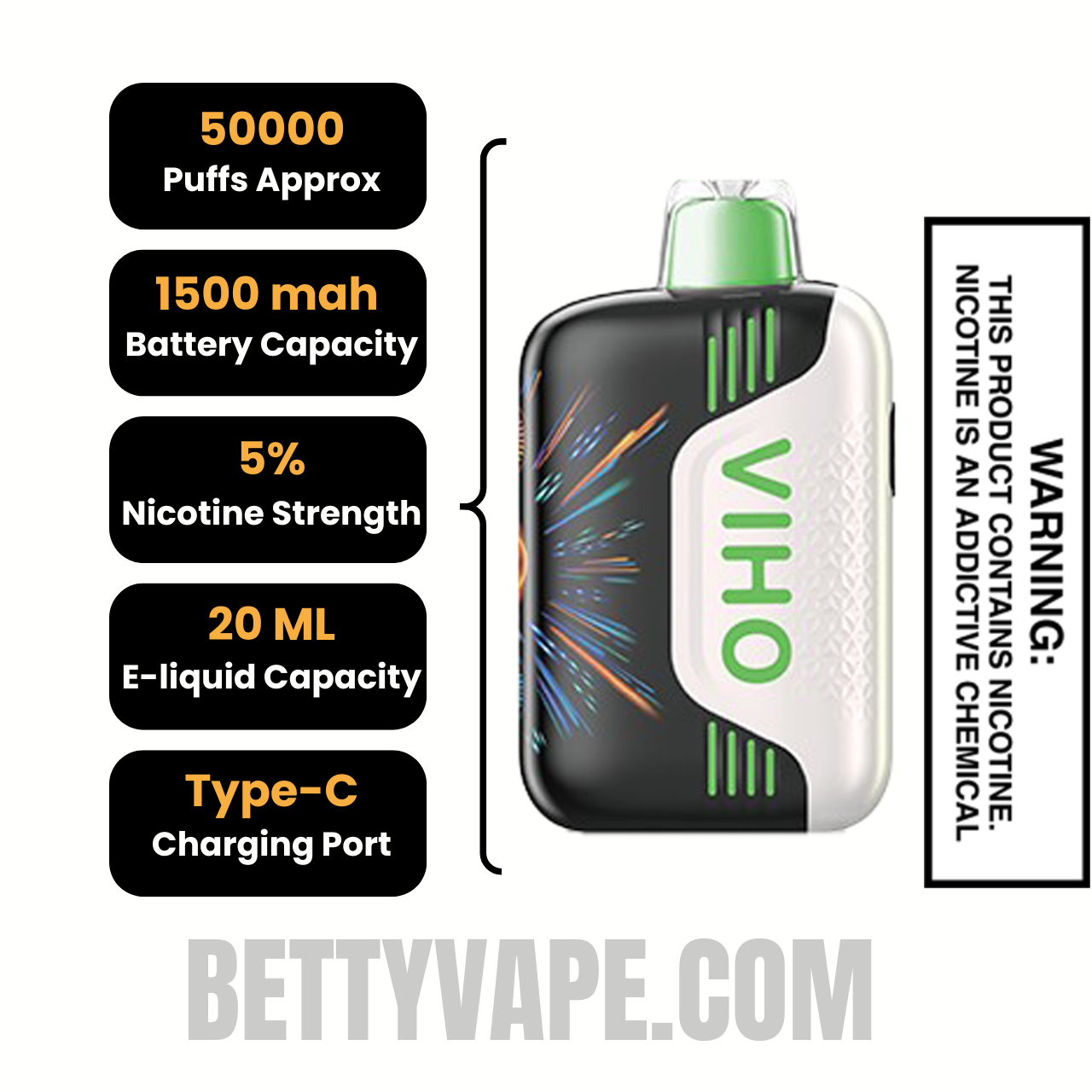 Menthol VIHO TRX 50K Disposable Vape Specifications